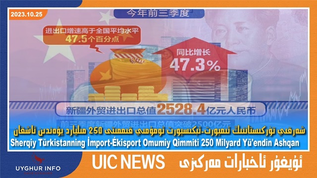 شەرقىي تۈركىستاننىڭ ئىمپورت-ئېكىسپورت ئومۇمىي قىممىتى 250 مىليارد يۈەندىن ئاشقان